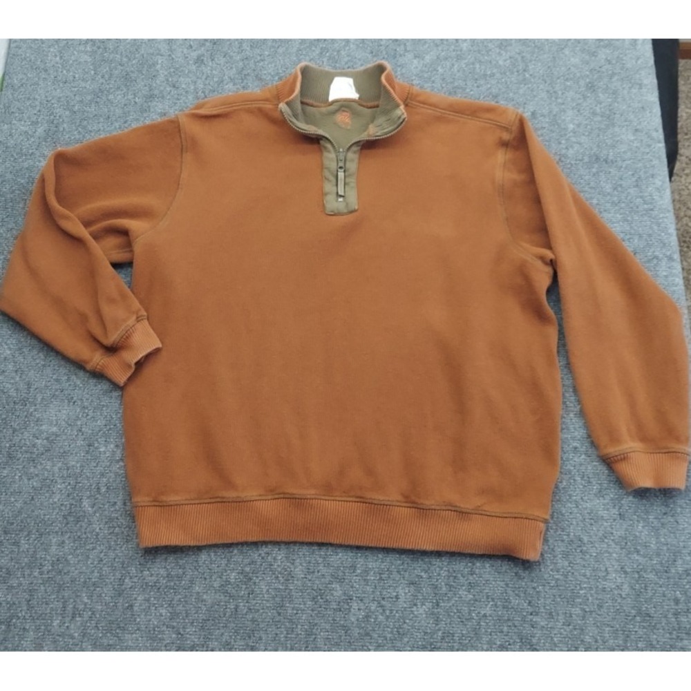 Legendary Whitetails Pullover Sweater Mens Large Orange 1/4 Zip Outdoor‎ Cotton